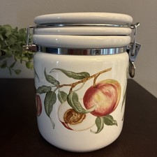 American Atelier Blossome Breeze “Peach”Stoneware Canister 7” Cottage RARE