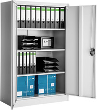 ® Armadio Portadocumenti, Armadio Multiuso 4 Scomparti, Ante a Battenti Rinforza