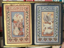 Vtg French Lapin L'oie Rabbit Bunny Goose Congress Playing Card Decks, Complete