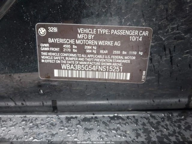 (LOCAL PICKUP ONLY) Passenger Right Fender Fits 12-18 BMW 320i 971237 Foto 4 de 4