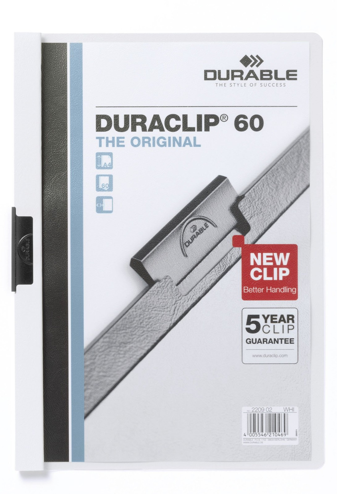 Durable DURAClip 60 A4 Clip Folder Holds Up to 60 Sheets of A4 Paper Robust 15890₽