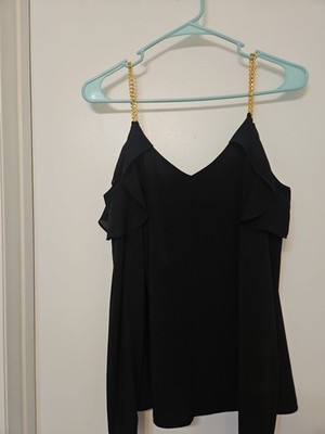 Michael Kors Women s Black Cold Shoulder Size S   Gold  Chain Straps 