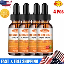 4-BOTTLE Berberine Supplement  Liquid Drops with Ceylon Cinnamon, Bitter Melon