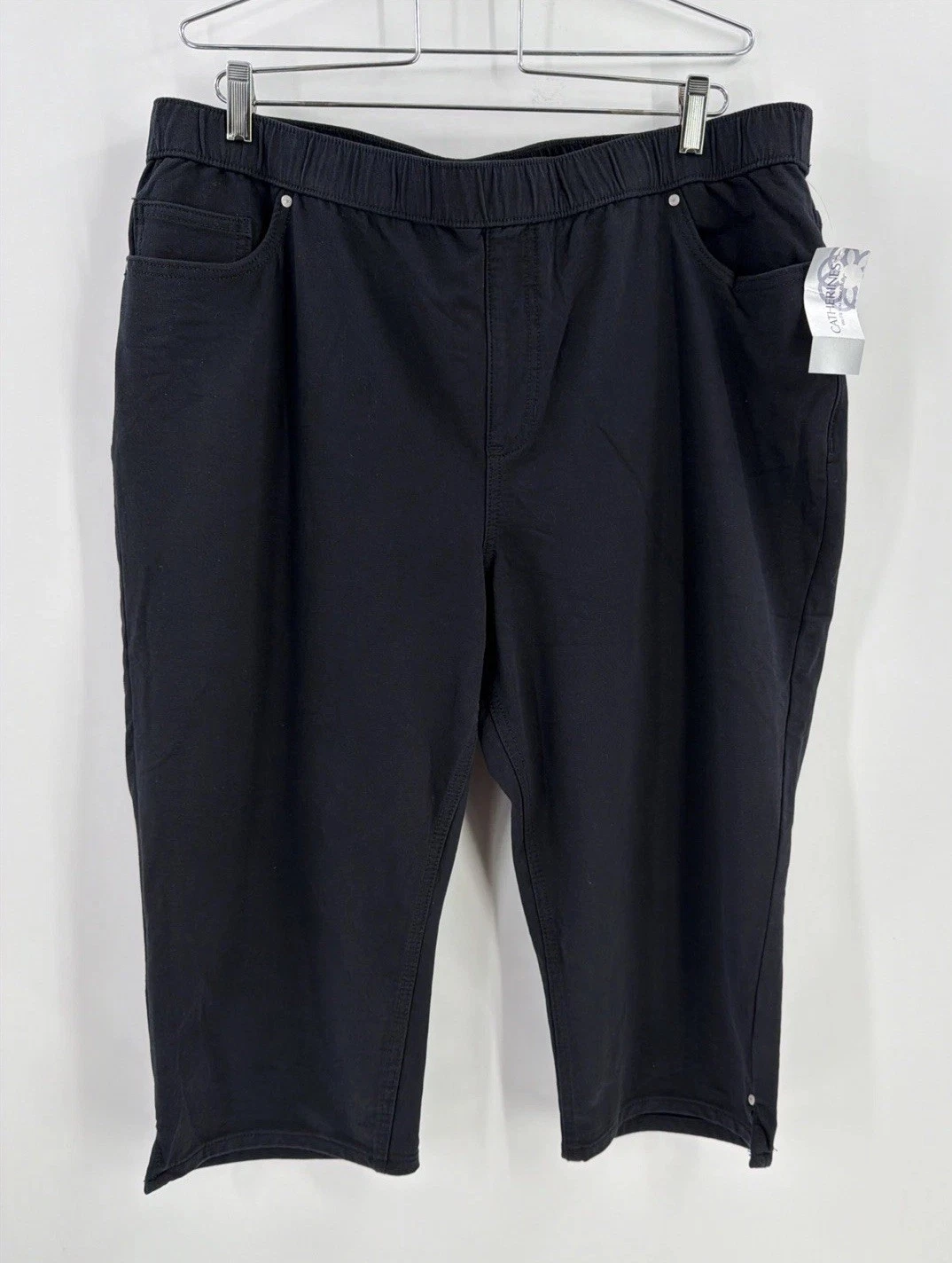 Catherines Knit Jean Capri Pull On Black 2X Womens Stretchy 22/24W