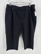 Jean Catherines Capri tejido negro 2X elástico para mujer 22/24W