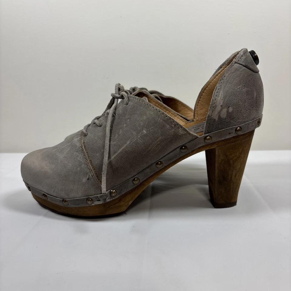 Sanita Womens Theodora Gray Leather Lace Up Studded Distressed Shoes Sz 39 Retro - Image 4 of 4