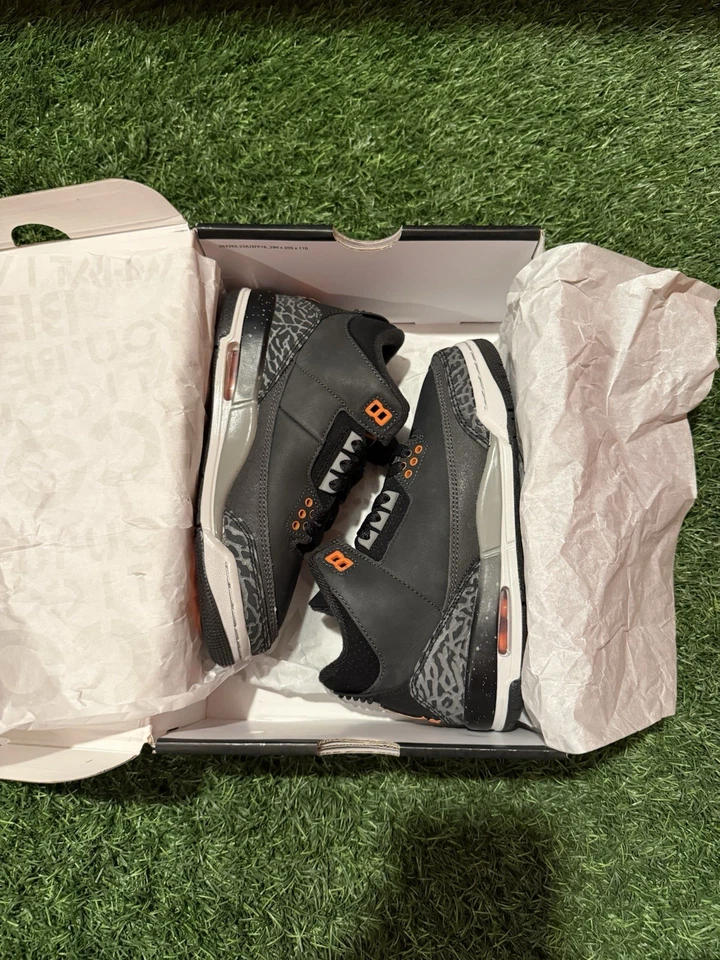 Air Jordan 3 Fear Pack Retro Total Naranja Gris Escuela Primaria Juvenil Talla Nike Foto 4 de 4