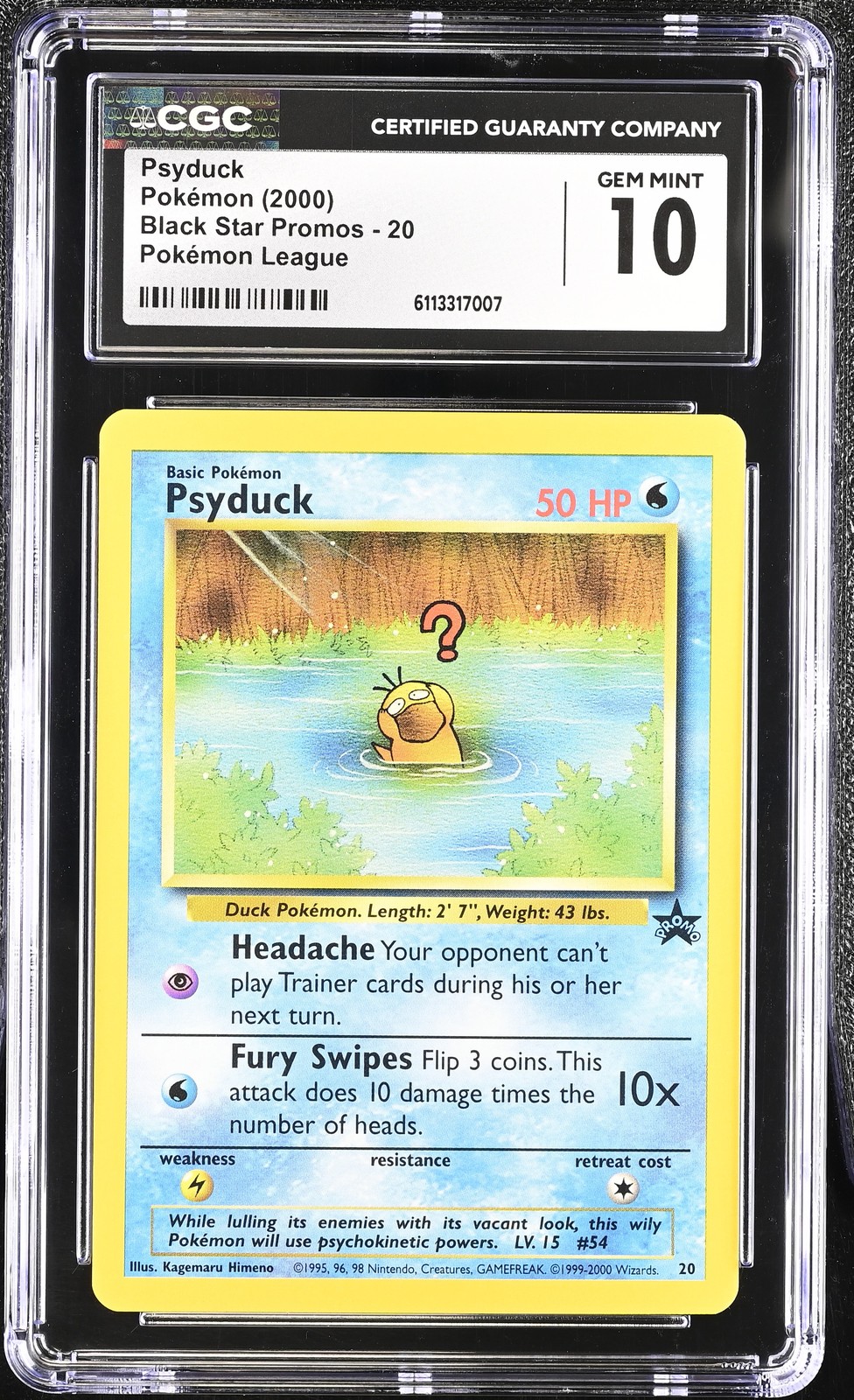 CGC 10 Psyduck 2000 Black Star Promo 20 Pokémon League Graded Pokemon Card