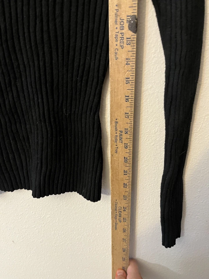 Vintage Y2K Bebe Ribbed Sweater Size L Black Tight Mock Neck - Image 4 of 4