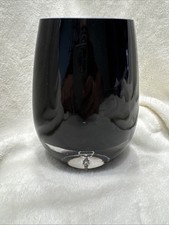 Vintage Mid-Century Modern Art Glass Opaque Black Vase 5.5 Inches Tall Sommerso