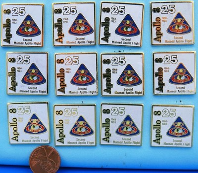 NASA Enamel PIN Lot of 12 vtg  APOLLO 8 - 25th Anniversary / 2nd Manned Flight!