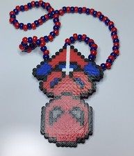 Spider-Man Pixel Necklace Handmade Red Blue Kandi Bead Necklace Perler