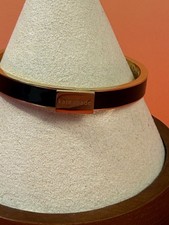 Kate Spade Gold tone Black Enamel Hinged Fitted Bangle Bracelet