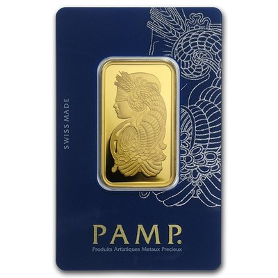 1 oz Gold Bar PAMP Suisse Lady Fortuna Veriscan (In Assay) .9999
