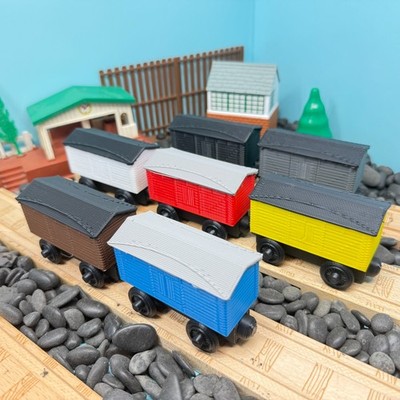 Wooden Railway 3 Salt Box Car Train Custom Made for Thomas Train Tracks & Others