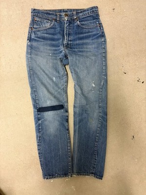 1960 s Big E Levi s Non Selvedge Denim Hand Repaired Jeans Vintage Faded