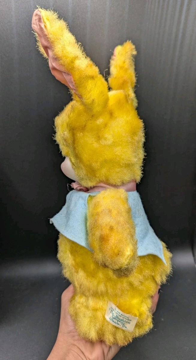 RUSHTON Company Vintage Rubber Face Plush Yellow Bunny Rabbit w