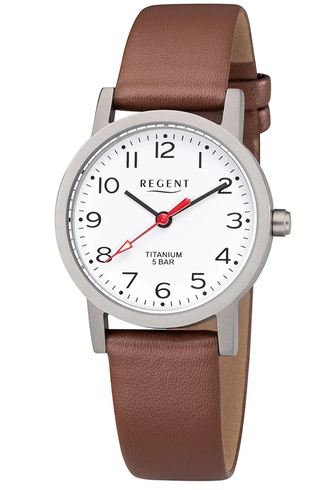 REGENT Damenuhr Titan Lederband Braun Ø 27 mm F-1213 - Bild 1 von 1