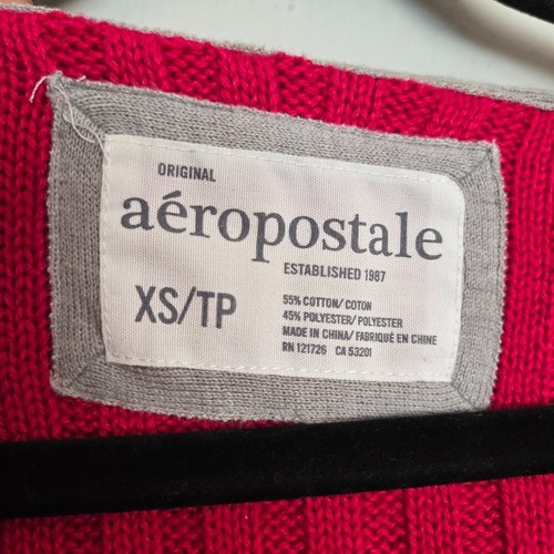 Aeropostale Pink Knit Ribbed Hooded Sweater Women's XS Vintage Y2K Bella Swan - Picture 5 of 9