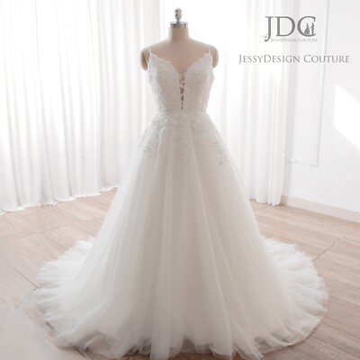 Straps Heavy Pearl Beaded Wedding Gown Lace Bridal Dress Custom made Ivory  2-28w | eBay