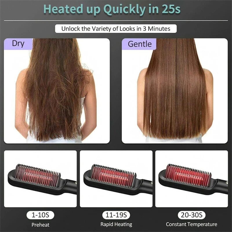 New 2 In 1 Hair Straightener Hot Comb Negative Ion Curling Tong Dual-purpose Ele - Image 4 of 4