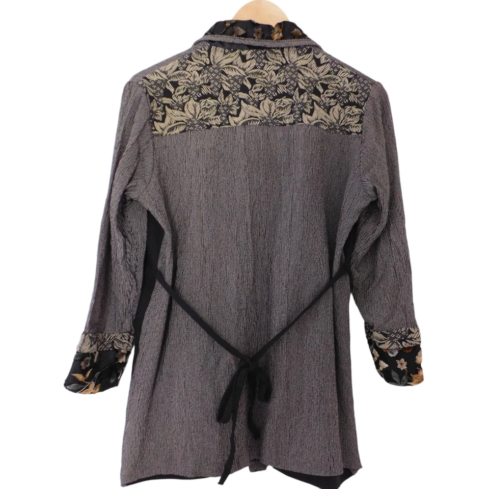 Vintage Y2K MOZART Feito nos EUA Botão Burnout Amarrar Veludo Tamanho Médio - Imagem 4 de 4