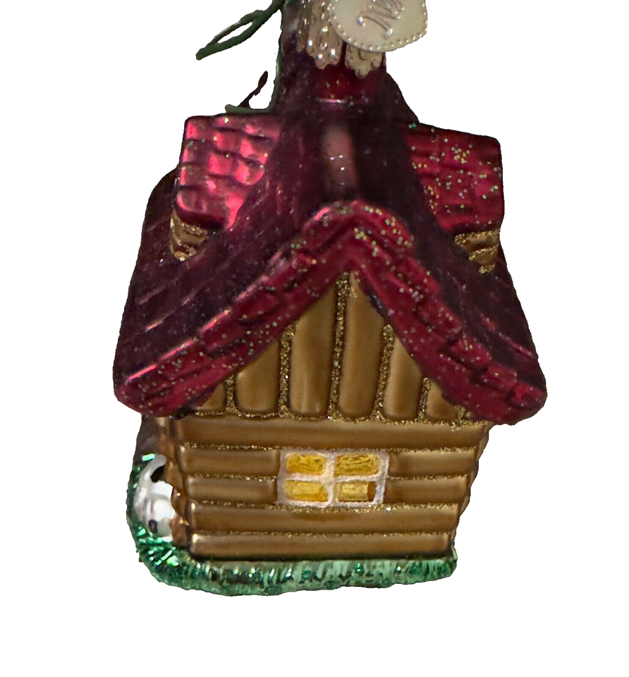 OWC Old World Christmas Cottage red green House Glass Ornament Rare eBay