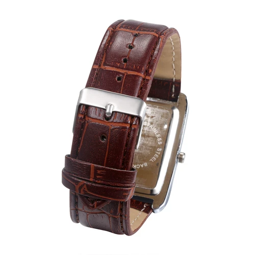 Montre Carrée Amour pour Homme et Femme Motif Crocodile Cuir Montre-Bracelet Cadeau - Photo 11/14