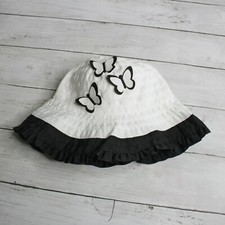 Gymboree Baby Girl's White Black Floppy Beach Hat Size 12-24 Months Sun Bonnet