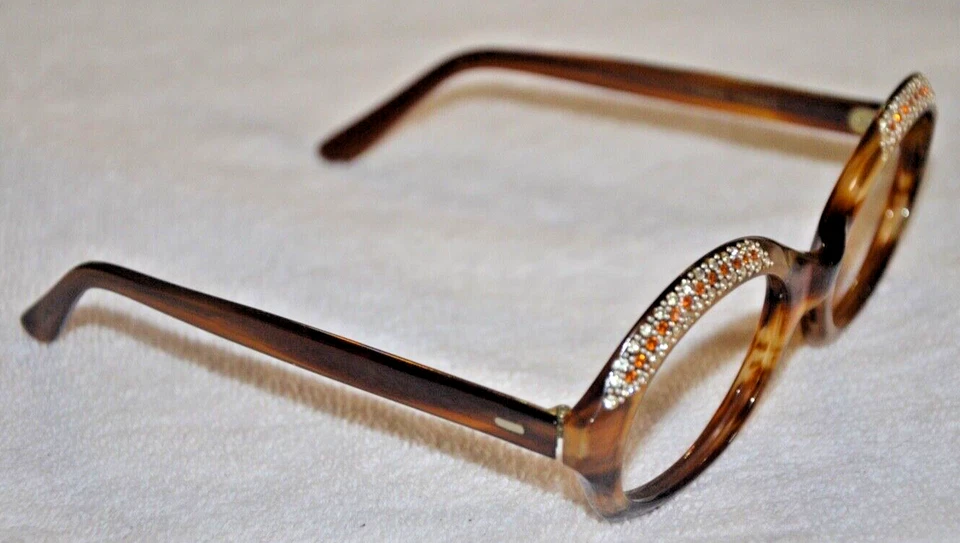 ÓCULOS DE OLHO VINTAGE FEMININO ANOS 50-60 REDONDO "DIAMANTE" gato armação francesa - Imagem 3 de 4