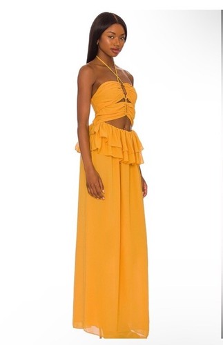 LPA Revolve Lia maxi dress mustard yellow medium new with tags - Picture 3 of 8