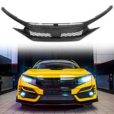 For Honda Civic 2019 2020 2021 Gloss Black Front Bumper Upper Grille Abs Grill