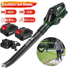 21V 100 MPH 120 CFM Cordless Battery Leaf Blower/Sweeper Brushless with 2*4.0 Ah