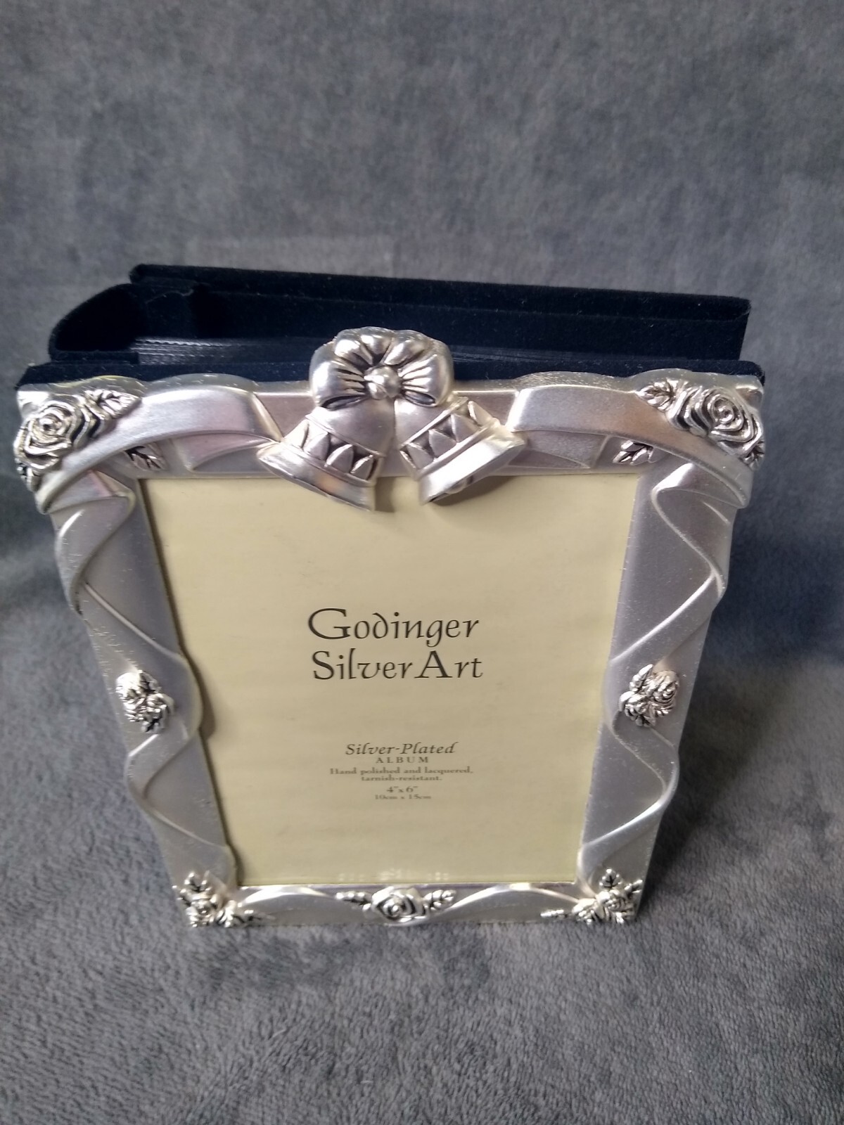Wedding Photo Album Silver Plated Satin Finish Holds 100 4x6  Photos Godinger-image