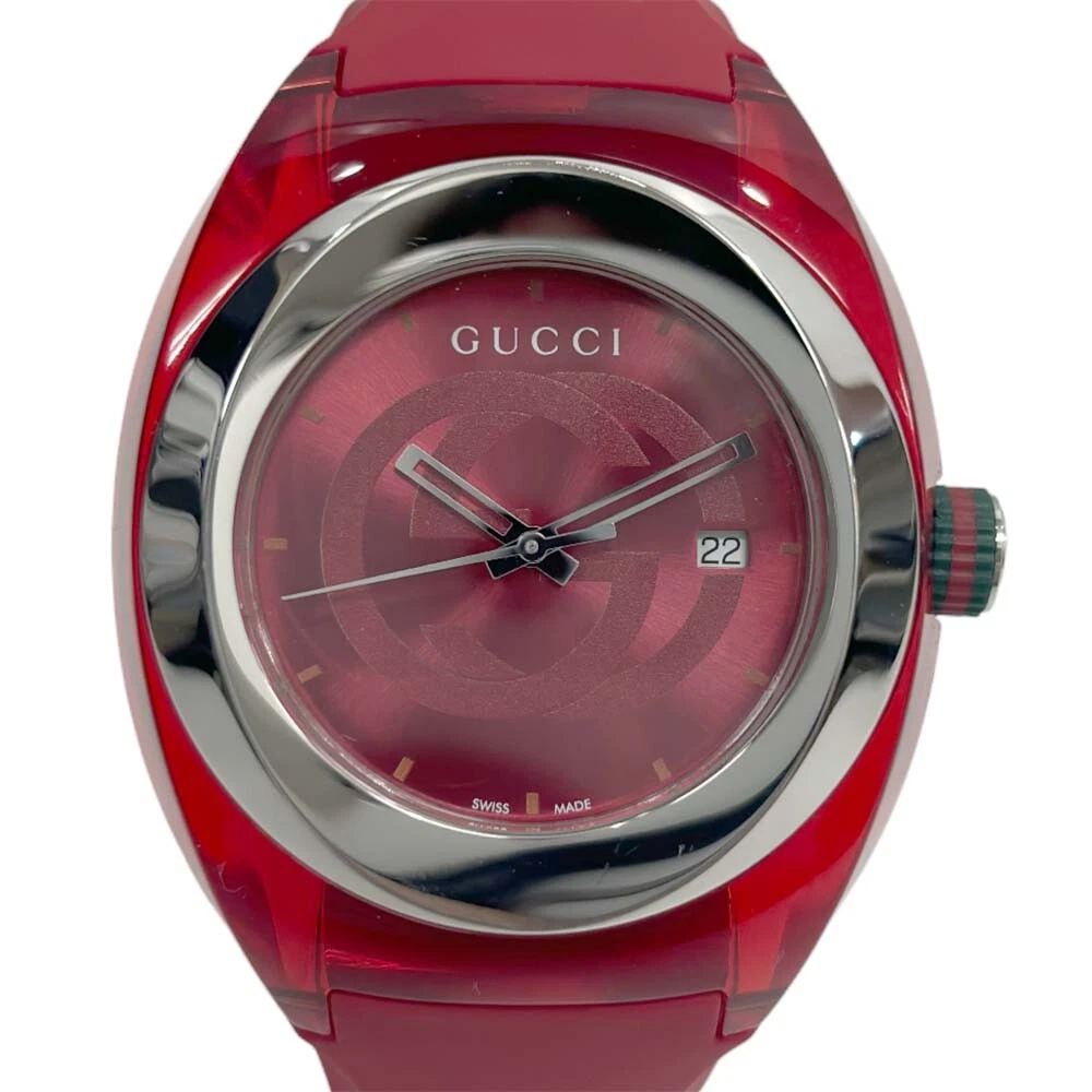 Montre Gucci YA137103 Sink 137.1 à quartz rouge rouge ceinture caoutchouc sport d'occasion