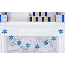 Glitzhome Star of David Hanukkah Garland 72"