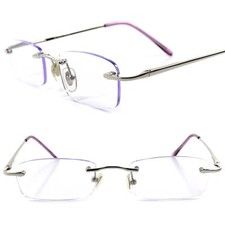Upscale Stylish Rimless Light Purple Tinted Lens Rectangle 1.50 Reading Glasses