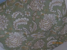 Pottery Barn Pillow Sham Floral Euro Size Green Gold Cream