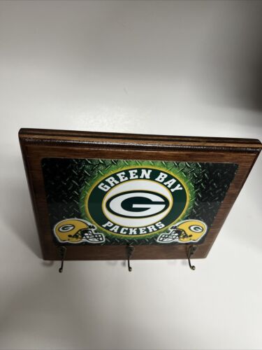 Green Bay PACKERS rustikaler gebeizter Holzschlüsselhalter Männerhöhle Büro Wanddeko - Bild 3 von 4