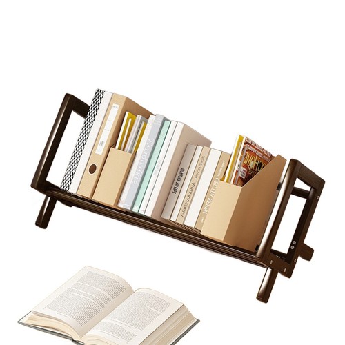 Desktop Bookshelf Home Office Bamboo Decor Shelf Bookcase Storage Shelf Stand - Picture 6 of 17
