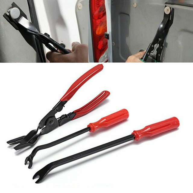 3 Pcs Car Dash Door Trim Clip Plier Fastener Remover Repair Pry Bar