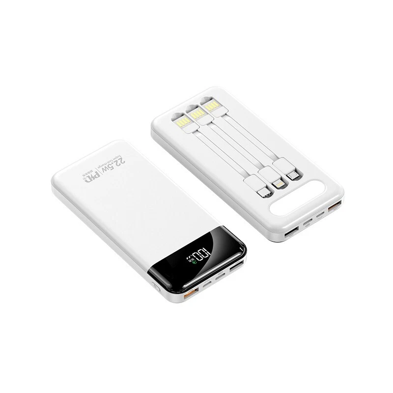 Portable Power Bank 10000mAh Fast Charging Battery with 3 Built in Cable BLK/WHT - Image 4 of 4