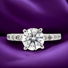 Women Engagement Ring Lab Grown Diamond Round Cut 1.25 Carat IGI 950 Platinum 7