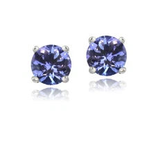 925 Silver 1/2ct Tanzanite Round 4mm Stud Earrings