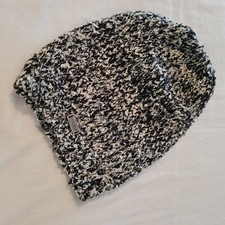 Igloos Beanie Hat Womens Ladies One Size Polyester Knit Black White Metal Tag
