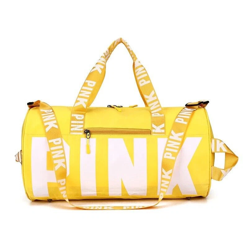 PINK Gym Bag/ Duffle Bag/Travel Bag (Yellow) - New