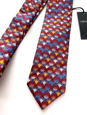 Daniel Cremieux Neck Tie Nwt 100% Silk Made in Italy Slim Skinny Red Print Tie