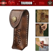 TOURBON Leather Pocket Knife Sheath Small Knives Blade Case Belt Clip Pouch UK