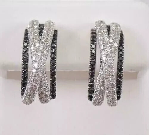 2 Ct Round Lab Created Diamond Cluster Women Stud Earrings 14k White Gold Plated - Picture 1 of 2