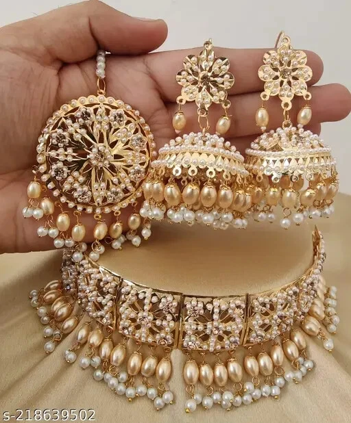 Indisch Pakistanische Bollywood Braut Party Choker Ohrringe Teeka Neu Schmuckset